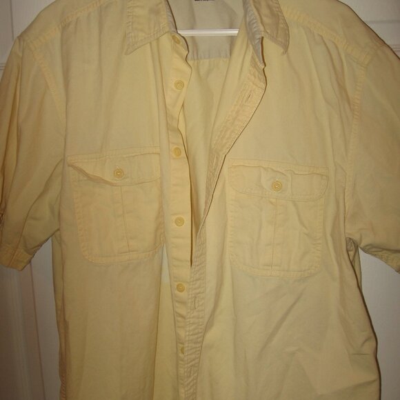 Faded Glory Button Front Short Sleeve Shirt Men's Size Large Yellow - Picture 1 of 3